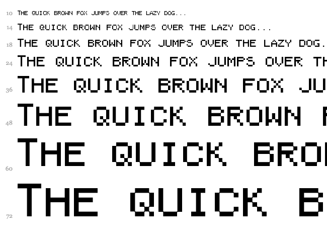 Pixel Coleco font waterfall